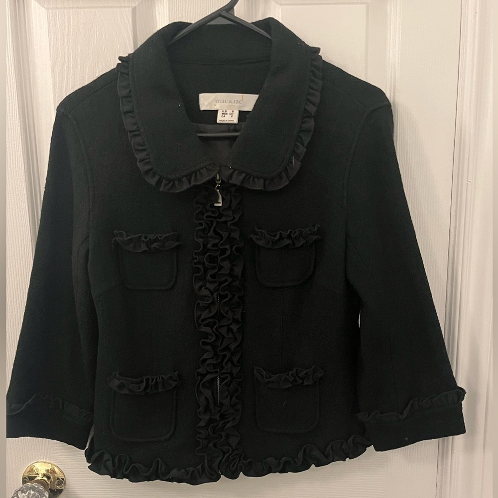 Mac & Jac Black Ruffled Women's Jacket - Picture 2 of 11